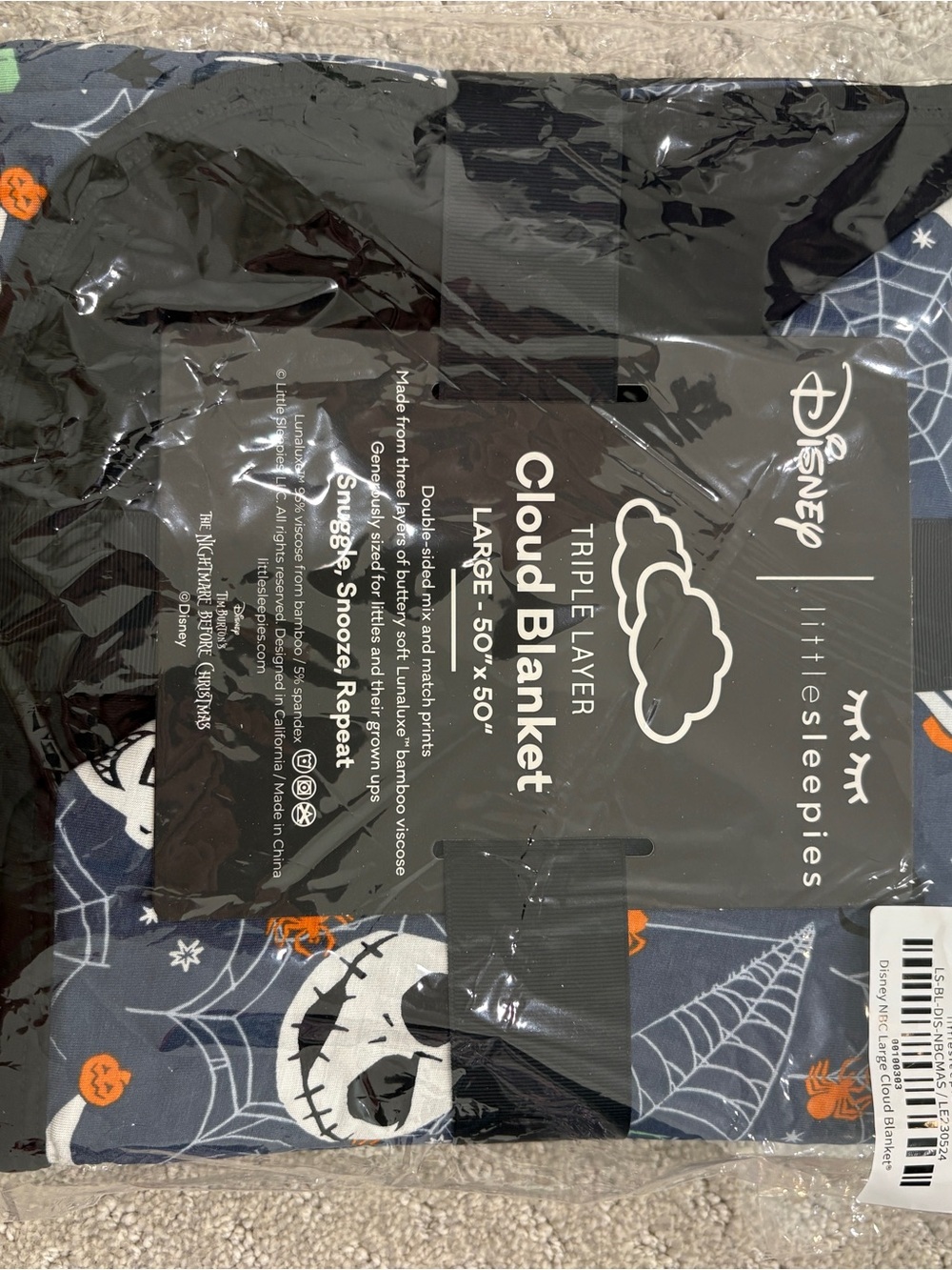 Little Sleepies Halloween Jack Skellington Cloud Blanket - NBC